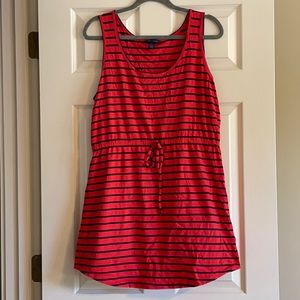 Tommy Hilfiger L red and navy striped t-shirt dress with drawstring